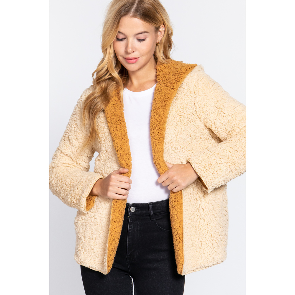 Hoodie Faux Fur Reversible Jacket - Picture 6 of 10